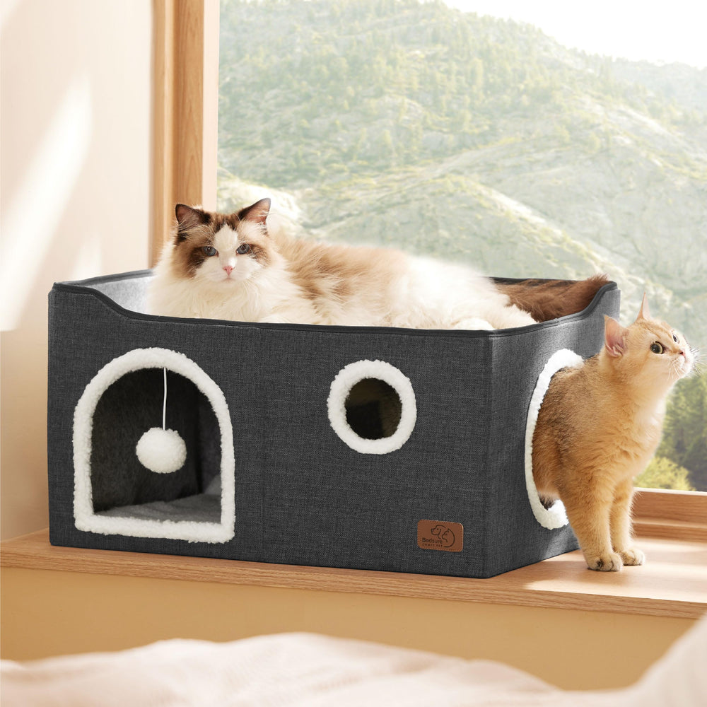 Bedsure large cat beds foldable flat for easy storage and travel