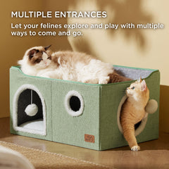 Bedsure large cat beds indoor side view highlighting extra width for lounging.