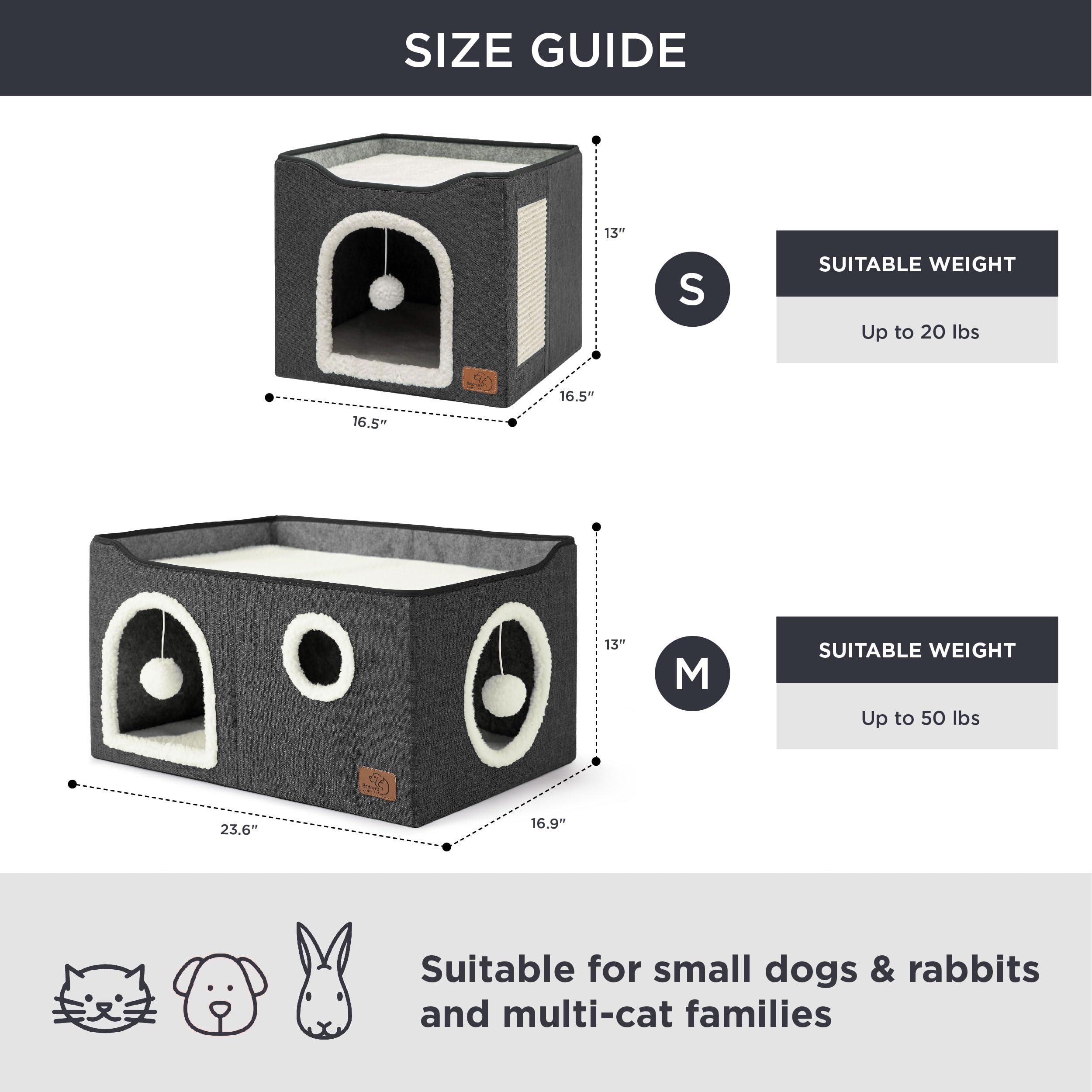 Bedsure large cat beds plush balls for interactive play