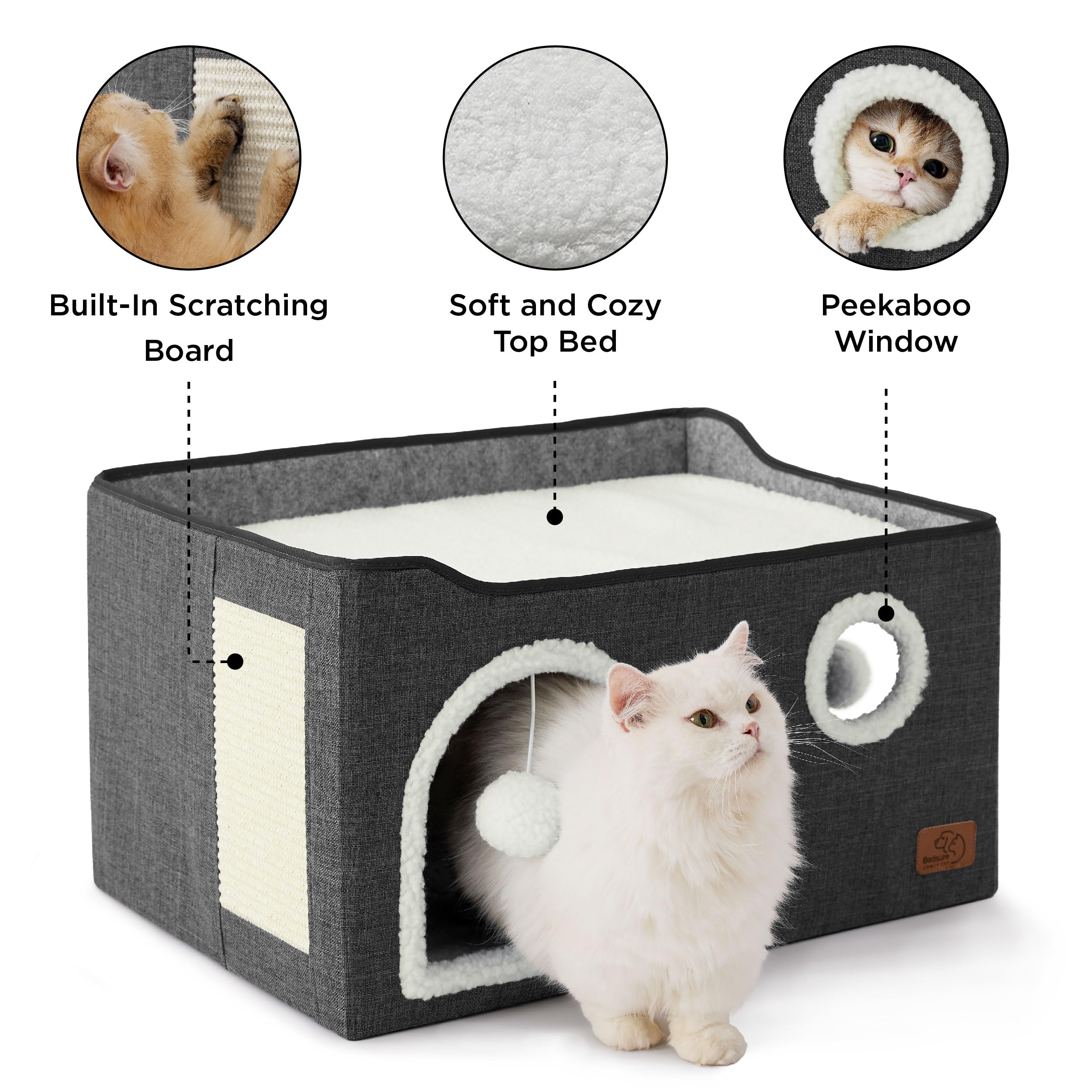 Bedsure large cat beds sisal scratching board for scratching and exercise