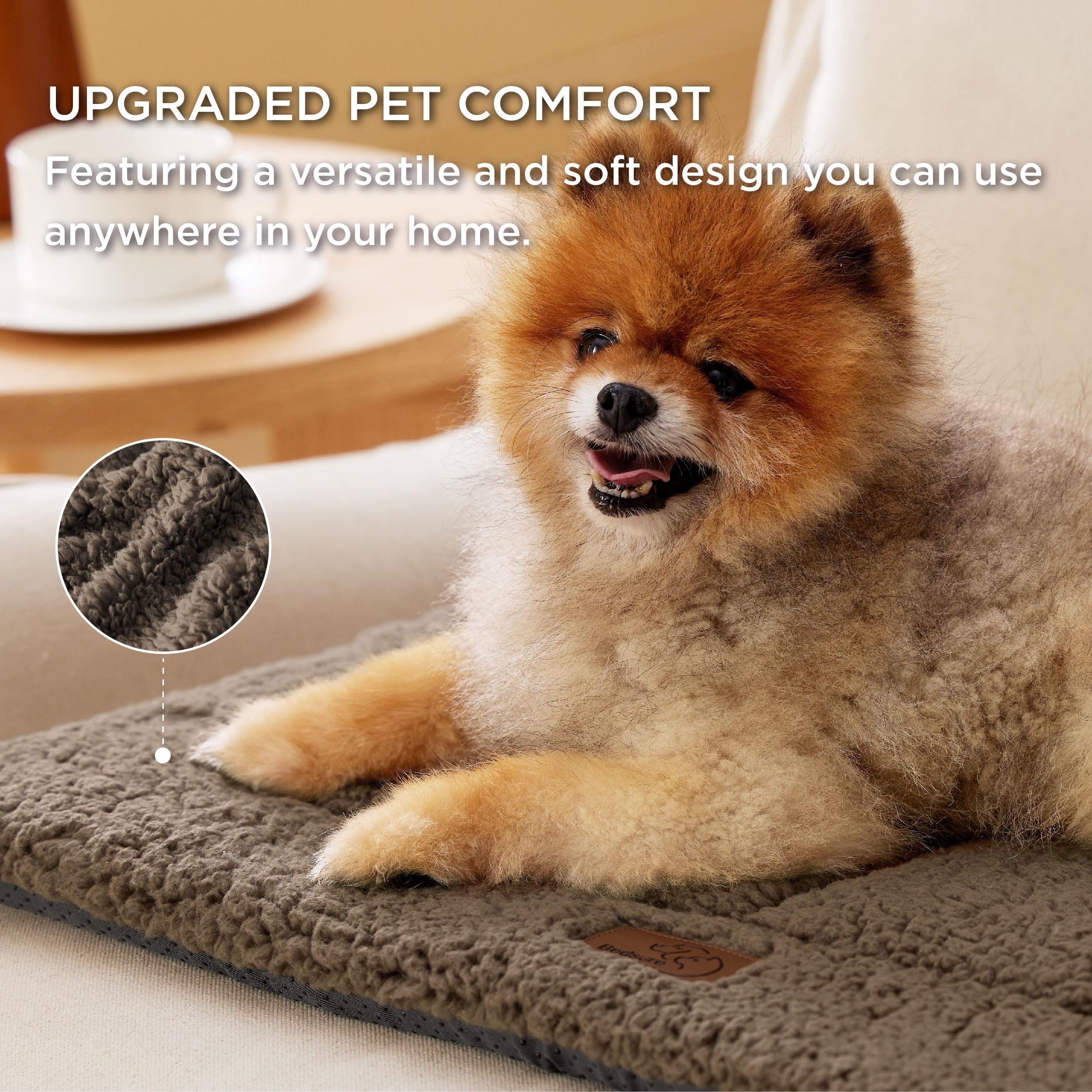 Bedsure lightweight pet crate pad for travel offers portable comfort on the move.