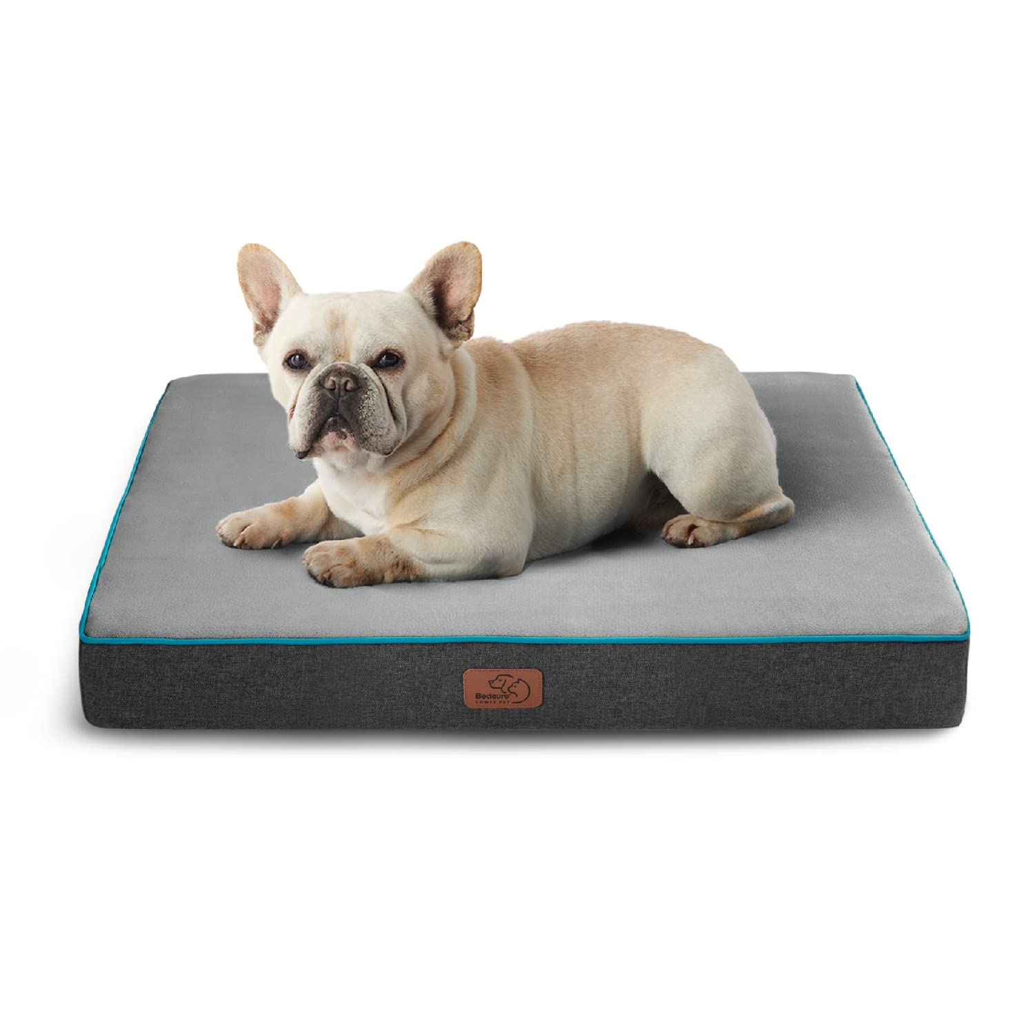 Bedsure memory foam dog bed top view with plush fleece