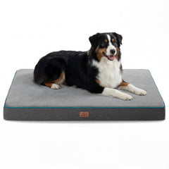 Bedsure memory foam dog crate bed with dual-layer foam for supportive rest.