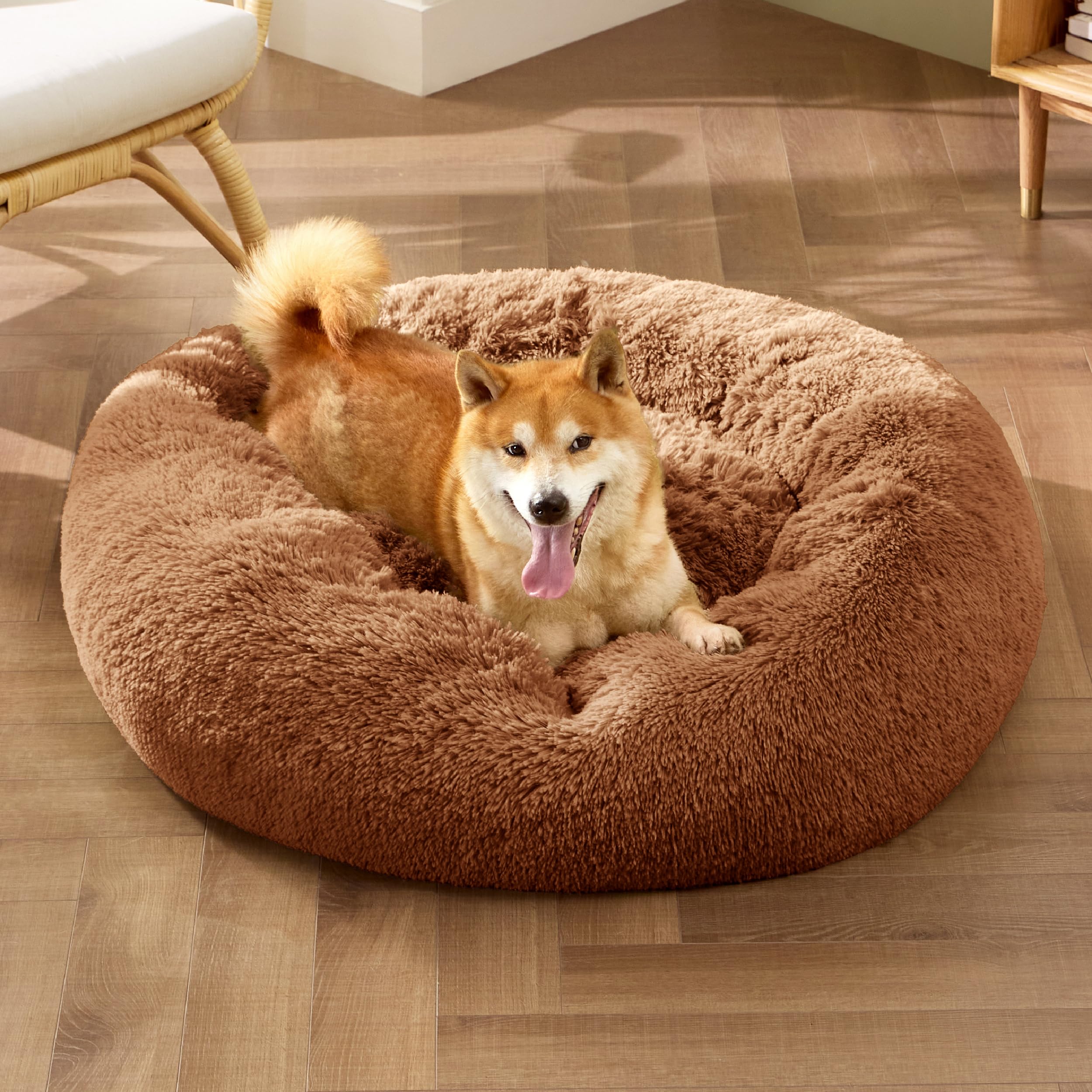 Bedsure non-slip bottom pet bed keeps it stable during naps.