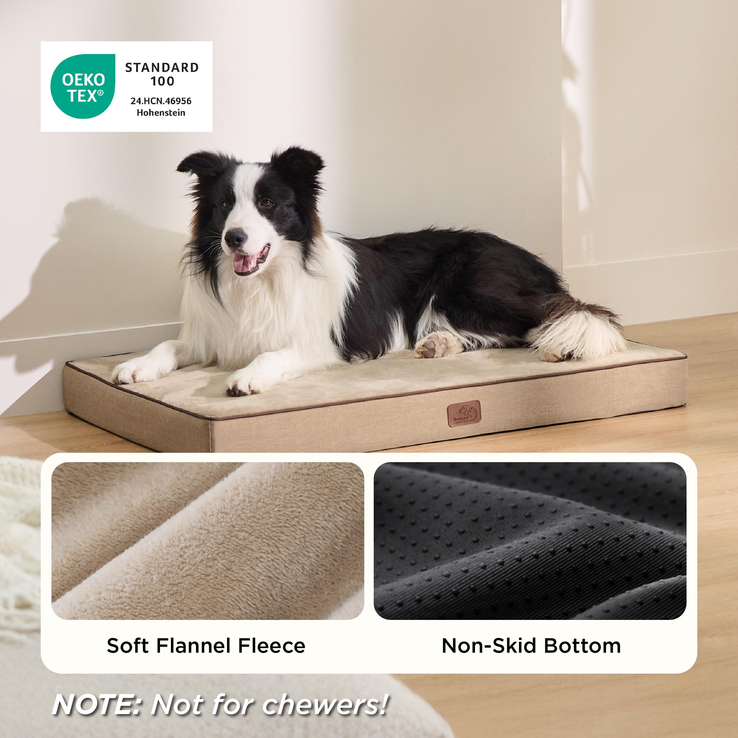 Bedsure non-slip bottom keeps the bed steady on slick floors during playful sessions.