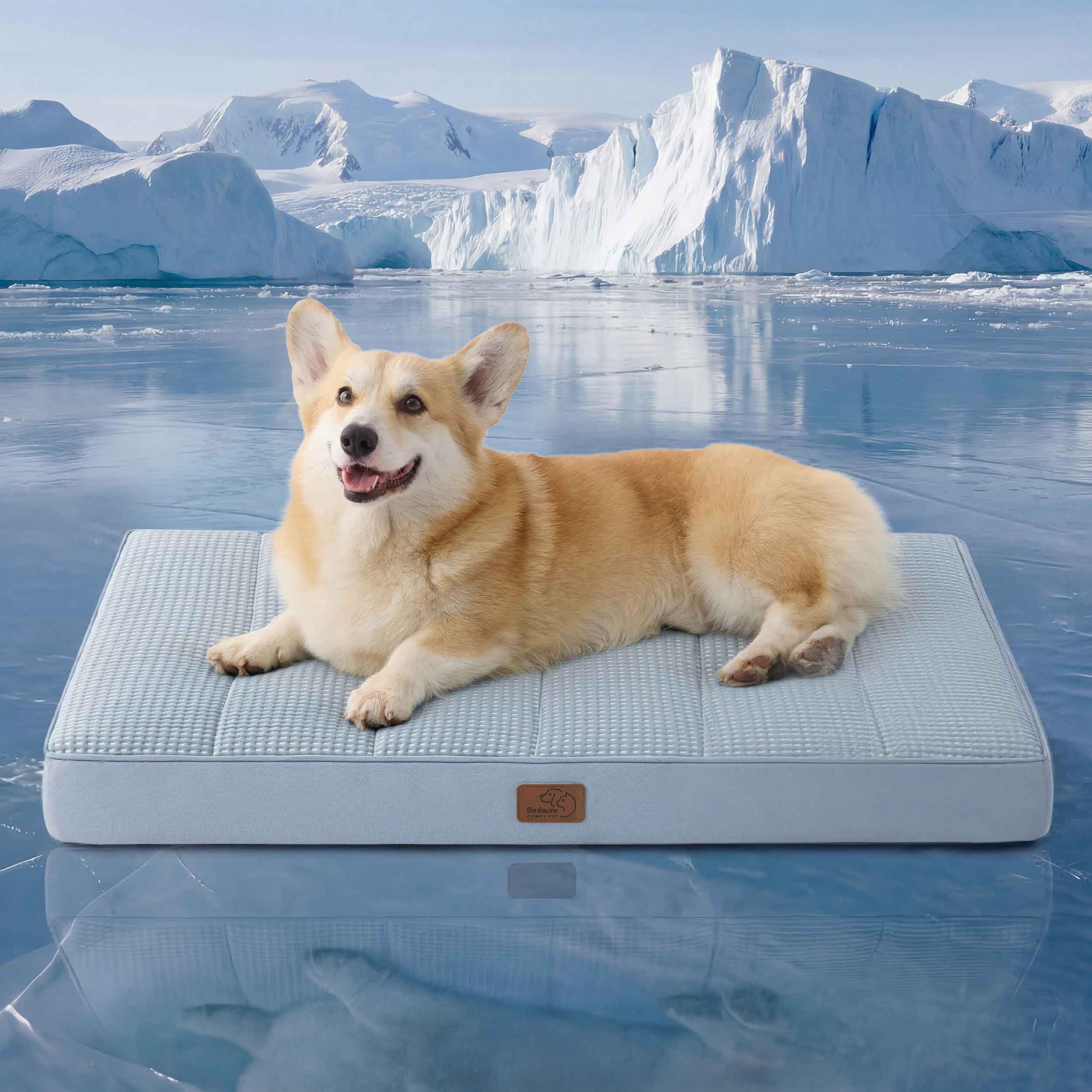 Bedsure orthopedic cooling dog bed, crate top view, cool surface for comfortable rest