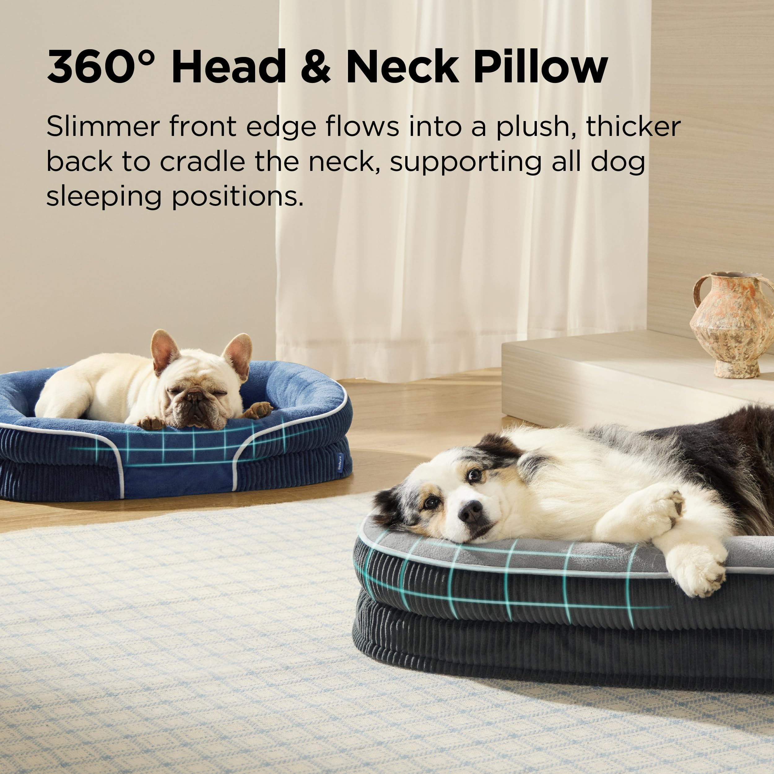 Bedsure bed showing full coverage bolster for neck and head support