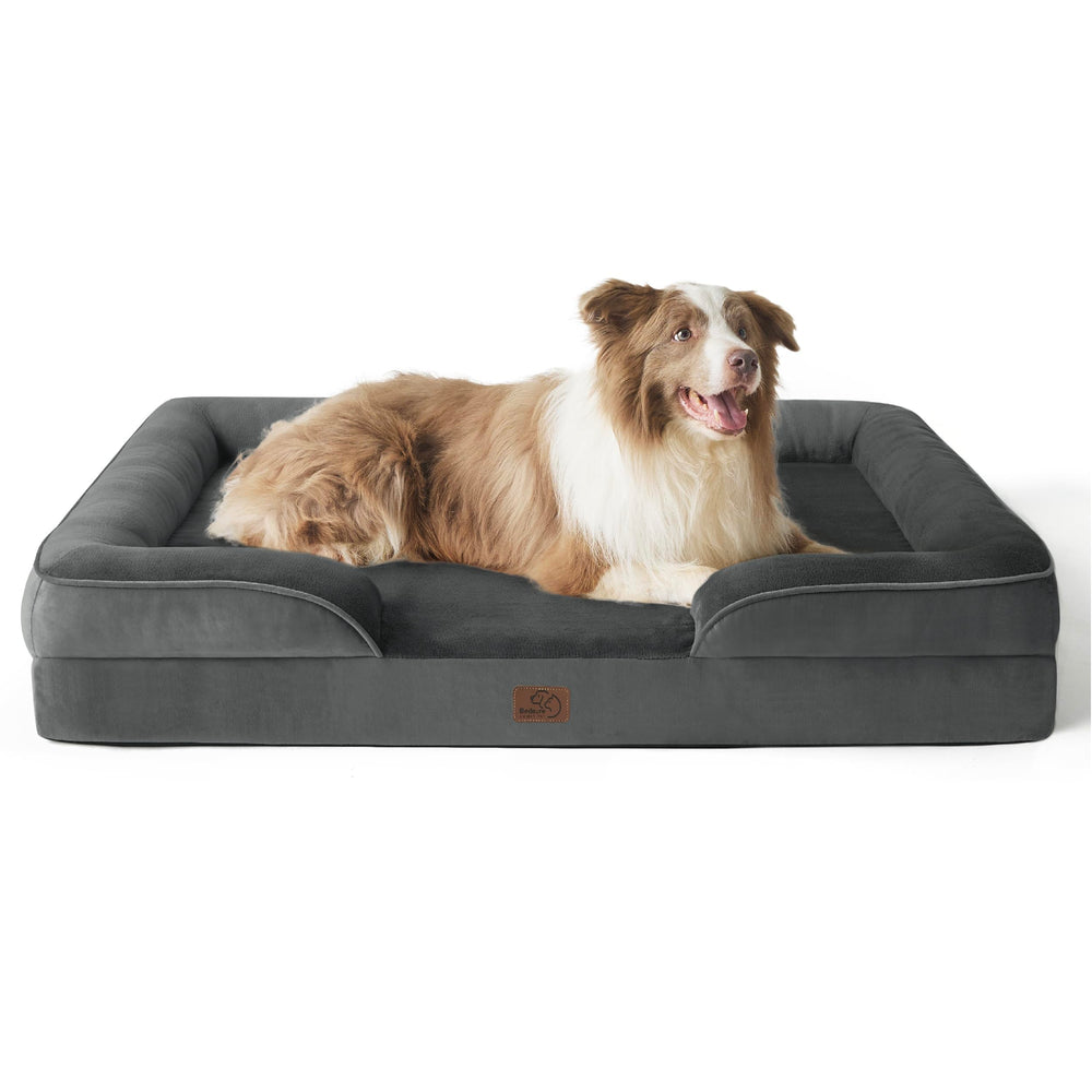 Bedsure orthopedic dog bed hero in dark grey for deep naps