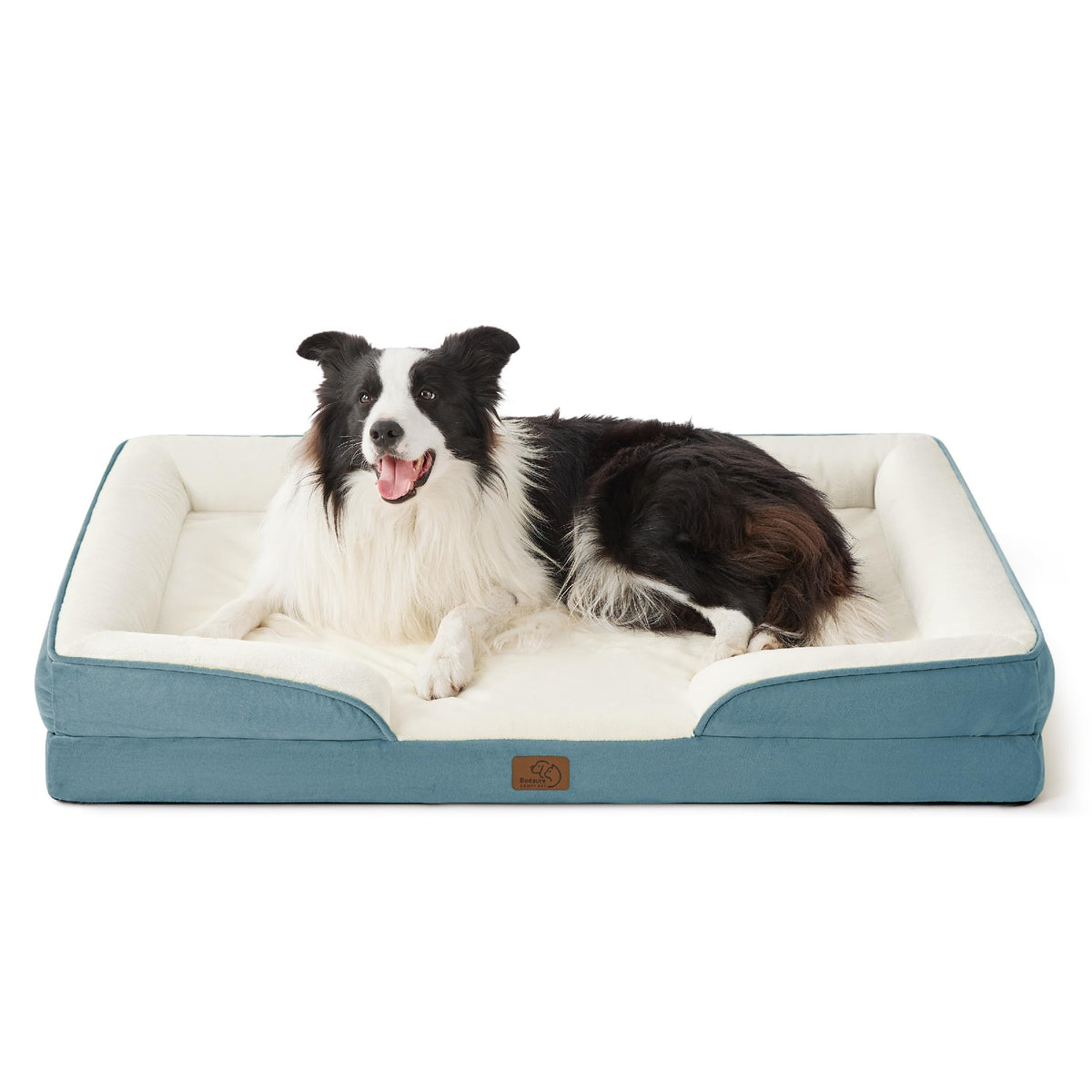 Bedsure orthopedic dog bed large with dune haze blue finish provides supportive comfort for joint relief.