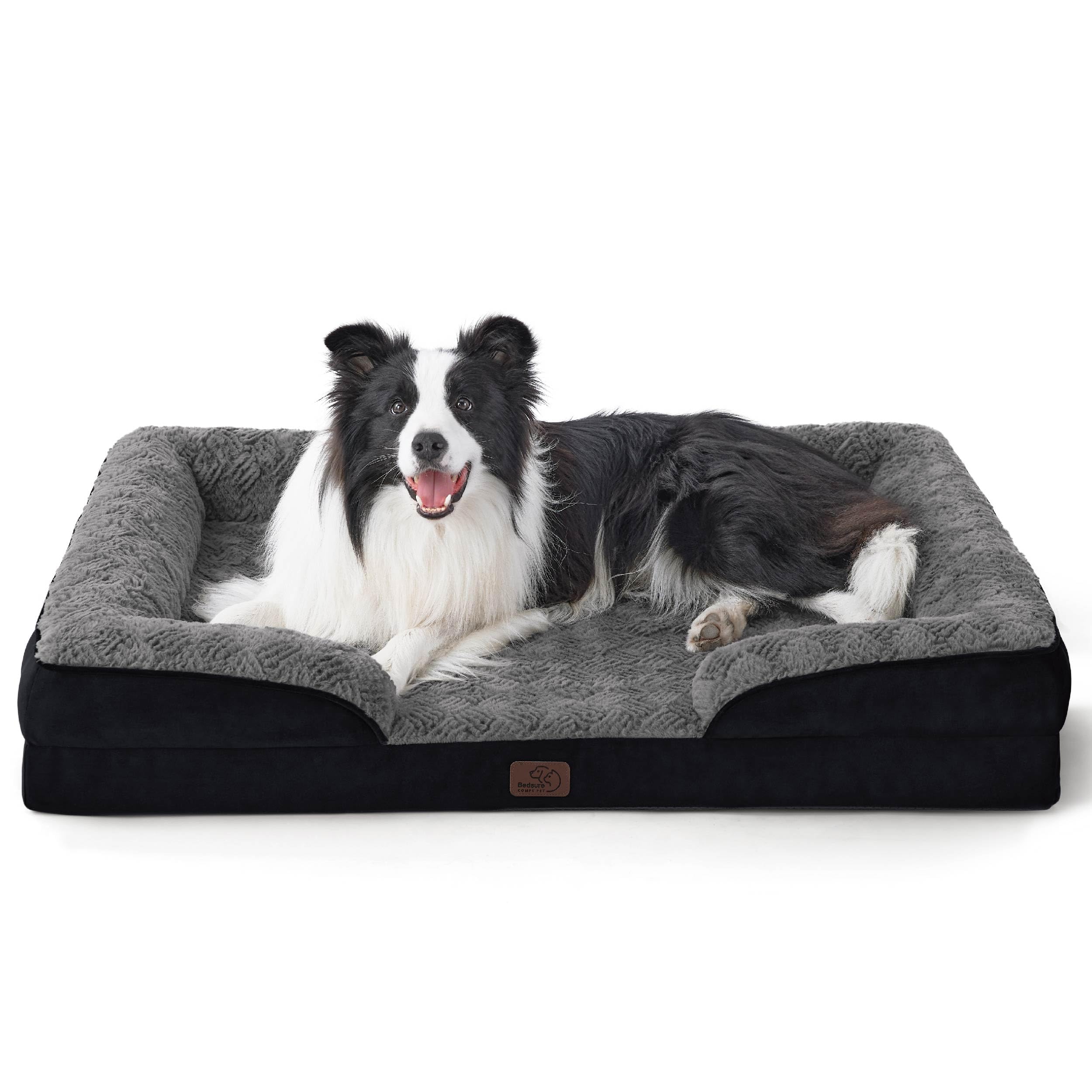 Bedsure orthopedic dog bed top view showing foam support for joint comfort.