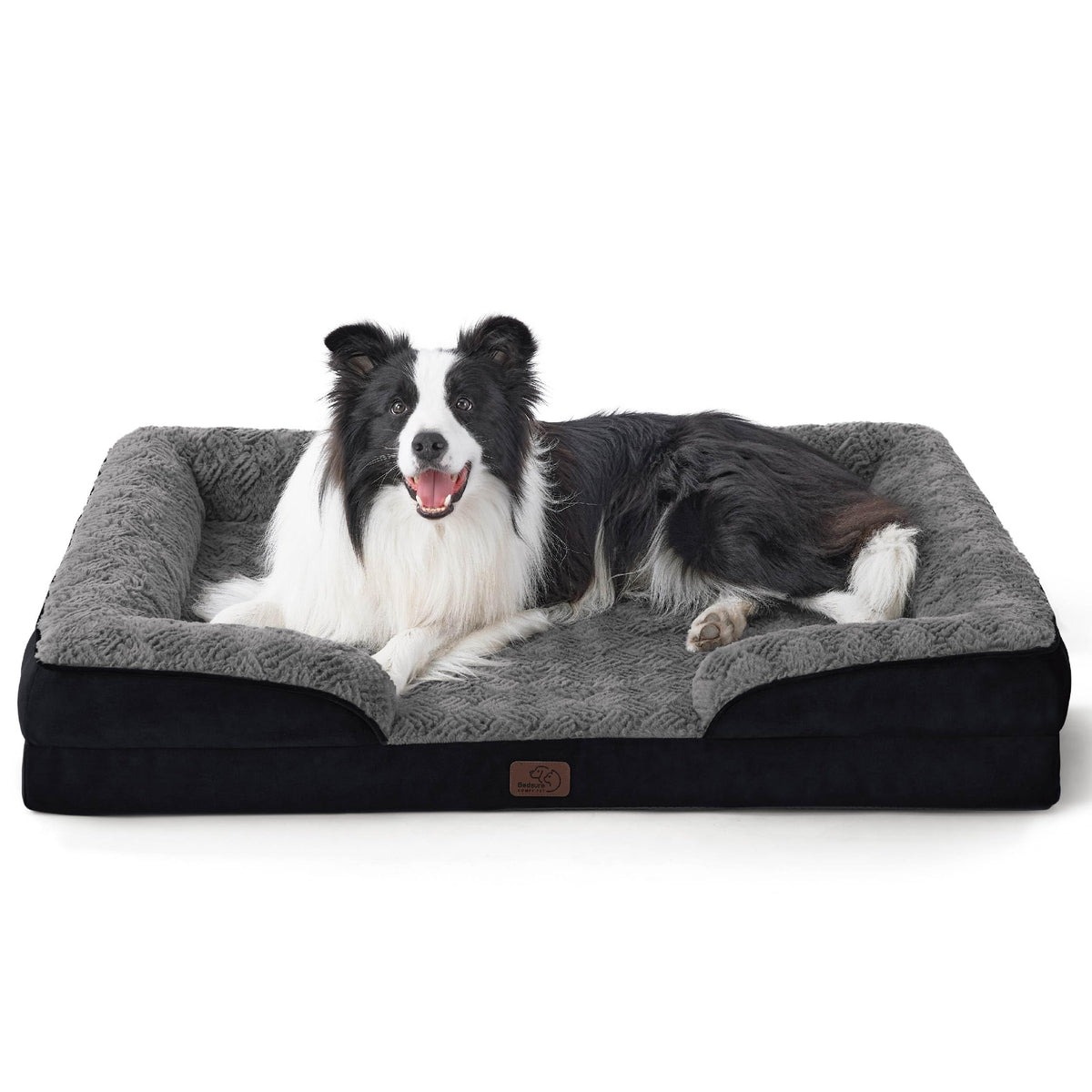 Bedsure orthopedic dog bed top view showing foam support for joint comfort.
