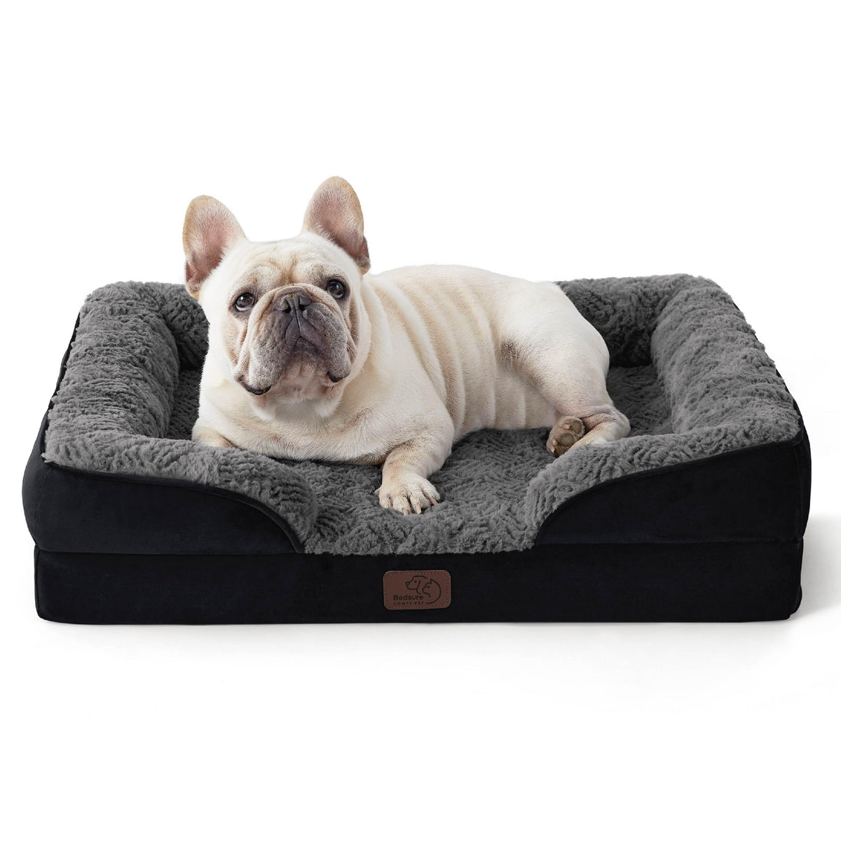 Bedsure orthopedic dog bed medium with plush cover, designed to support joints for restful sleep.