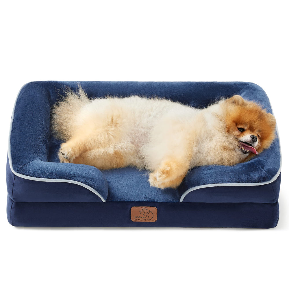 Bedsure orthopedic dog bed small blue navy with supportive foam for joints