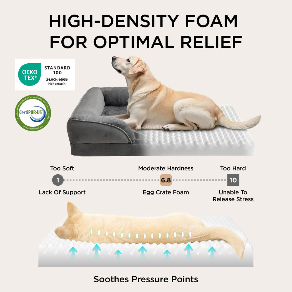 Bedsure orthopedic dog bed xl bolster-side view demonstrating head and neck comfort options
