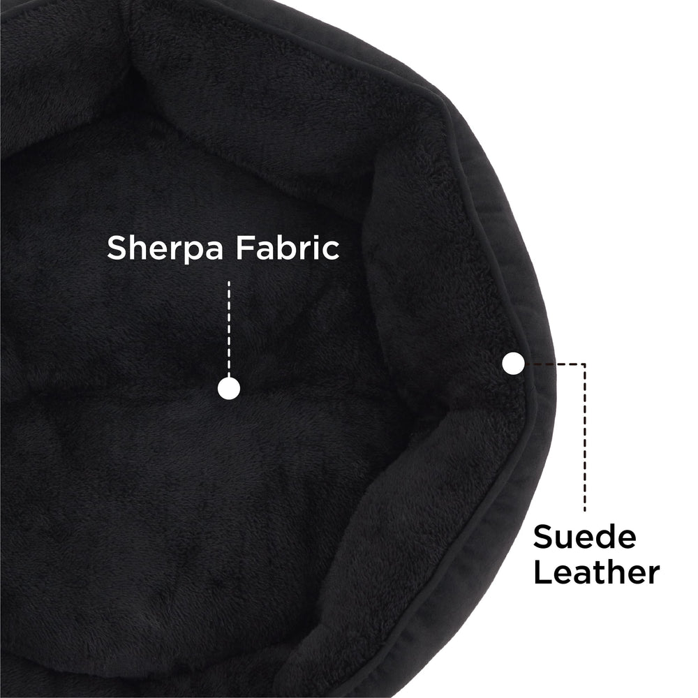 Bedsure pet bed with non-slip bottom for stable use on slick floors.