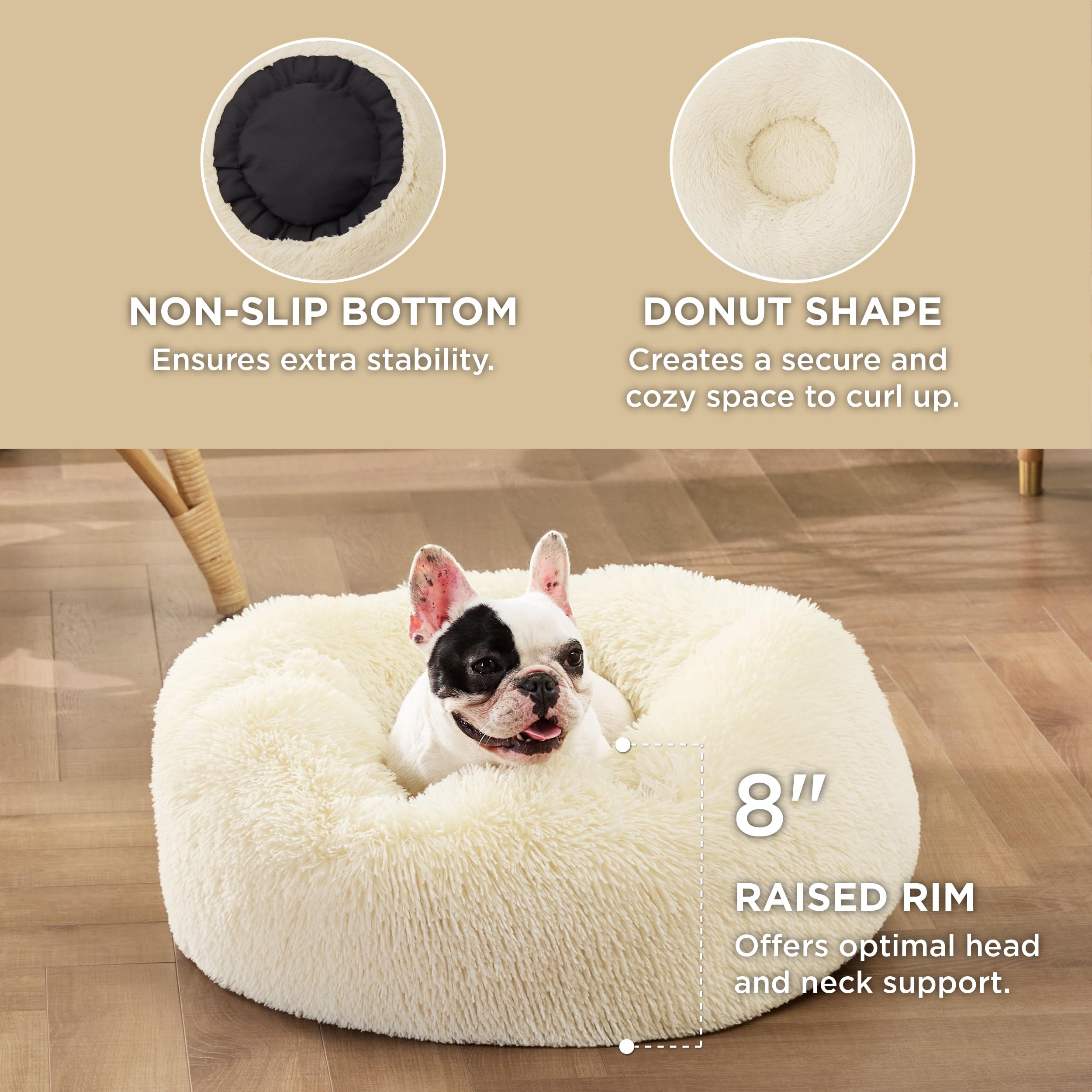 Bedsure plush faux fur texture close-up highlights soft, cozy surface.