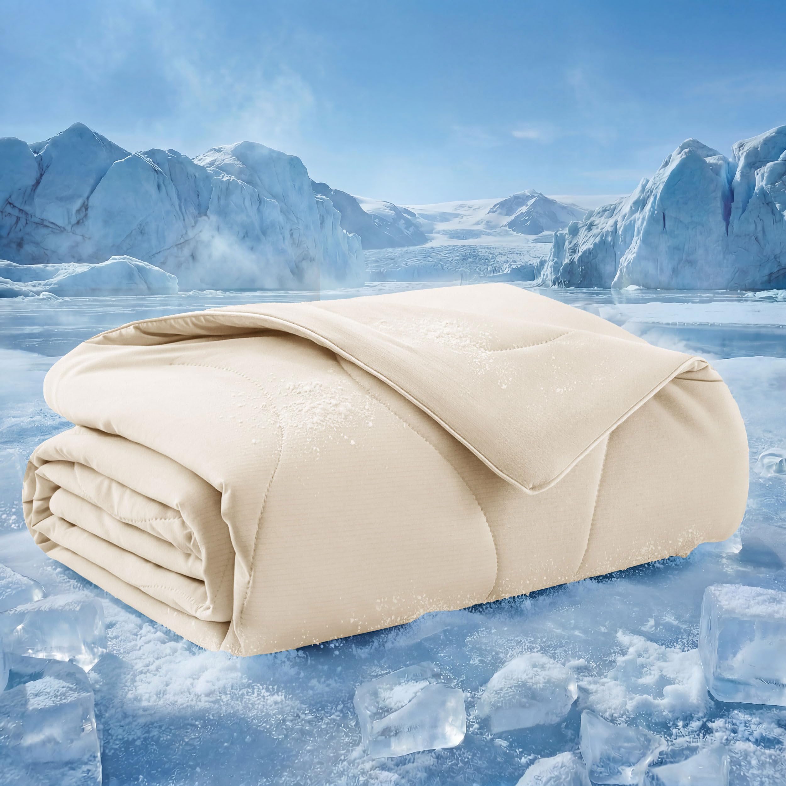 Bedsure premium cooling blanket on a calm dog for cooling comfort.