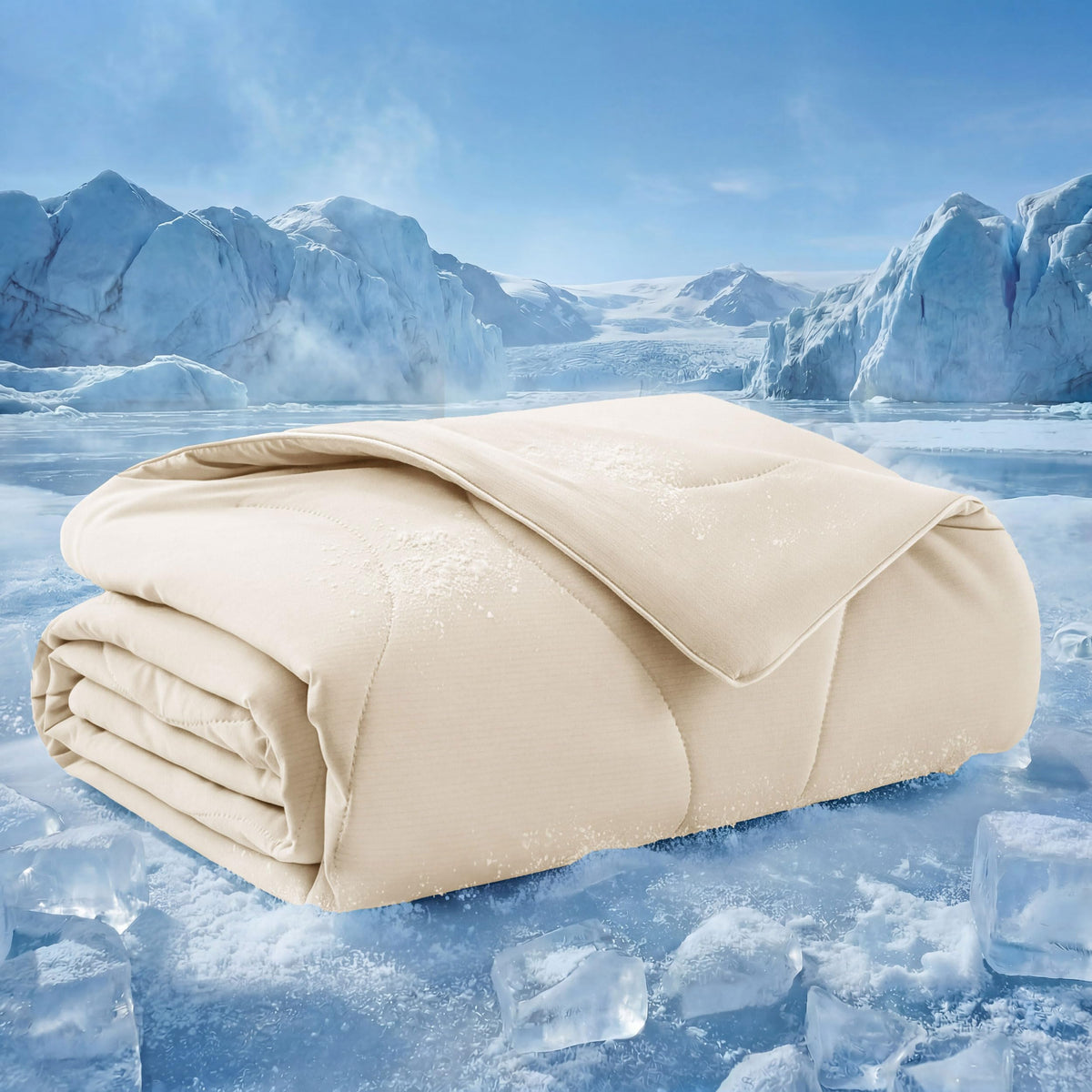 Bedsure premium cooling blanket on a calm dog for cooling comfort.