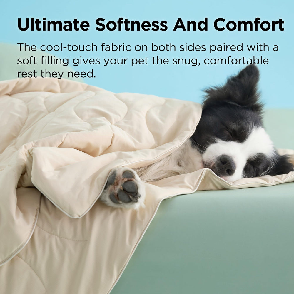 Bedsure blanket draped on sofa for pet cooling and protection.