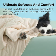 Bedsure blanket draped on sofa for pet cooling and protection.