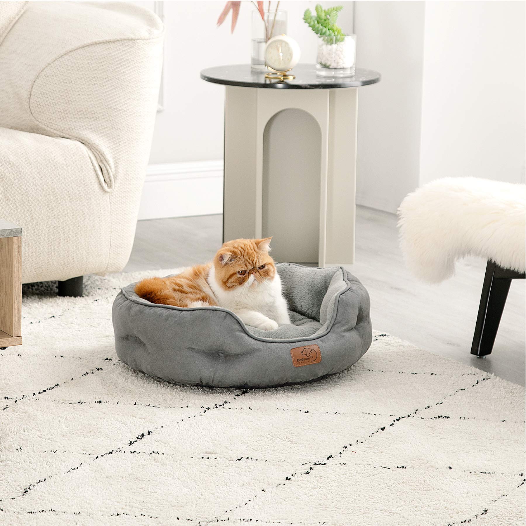 Bedsure puppy and kitten round bed offers versatile lounging options.