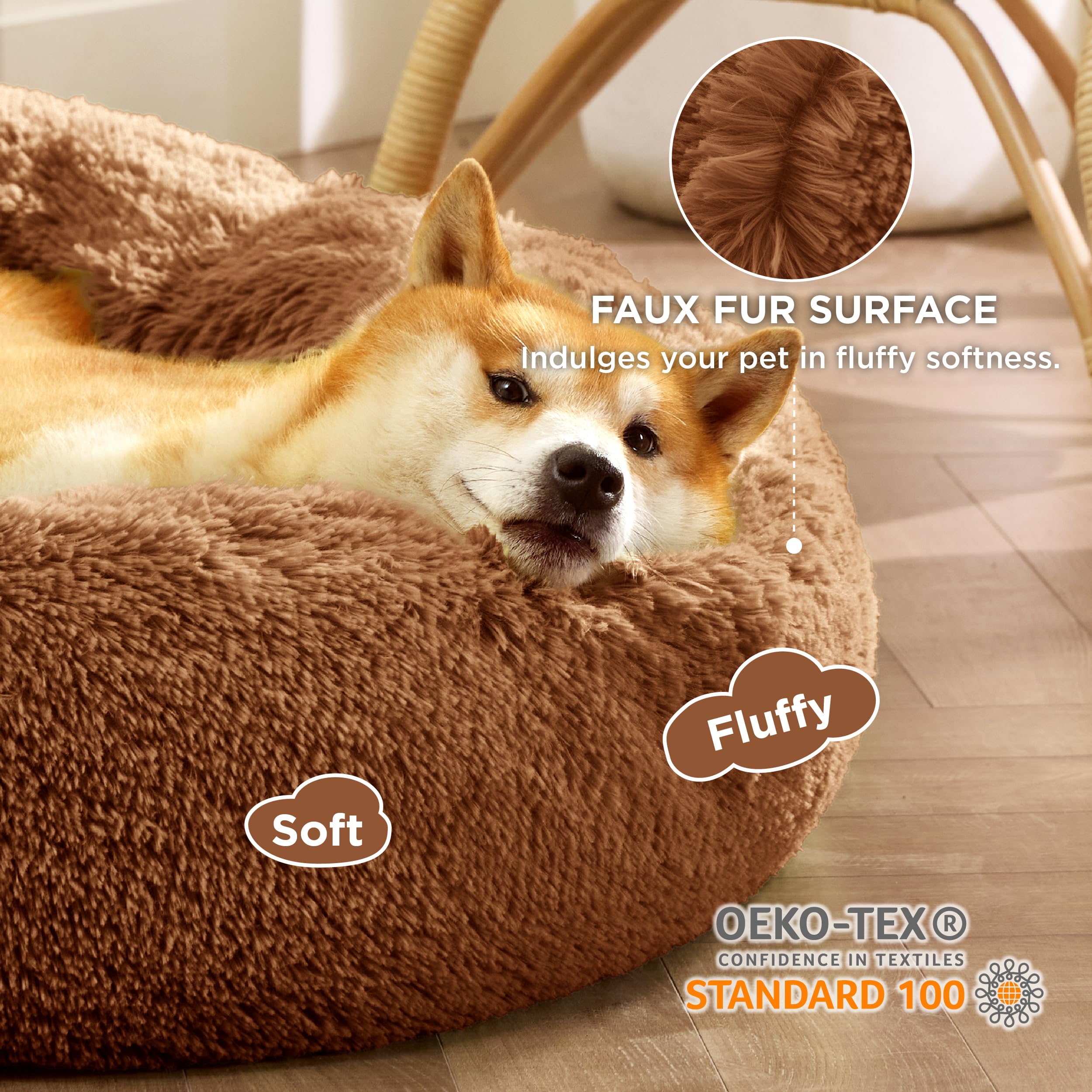 Bedsure raising edge nest for pet, raised edge supports head and neck.