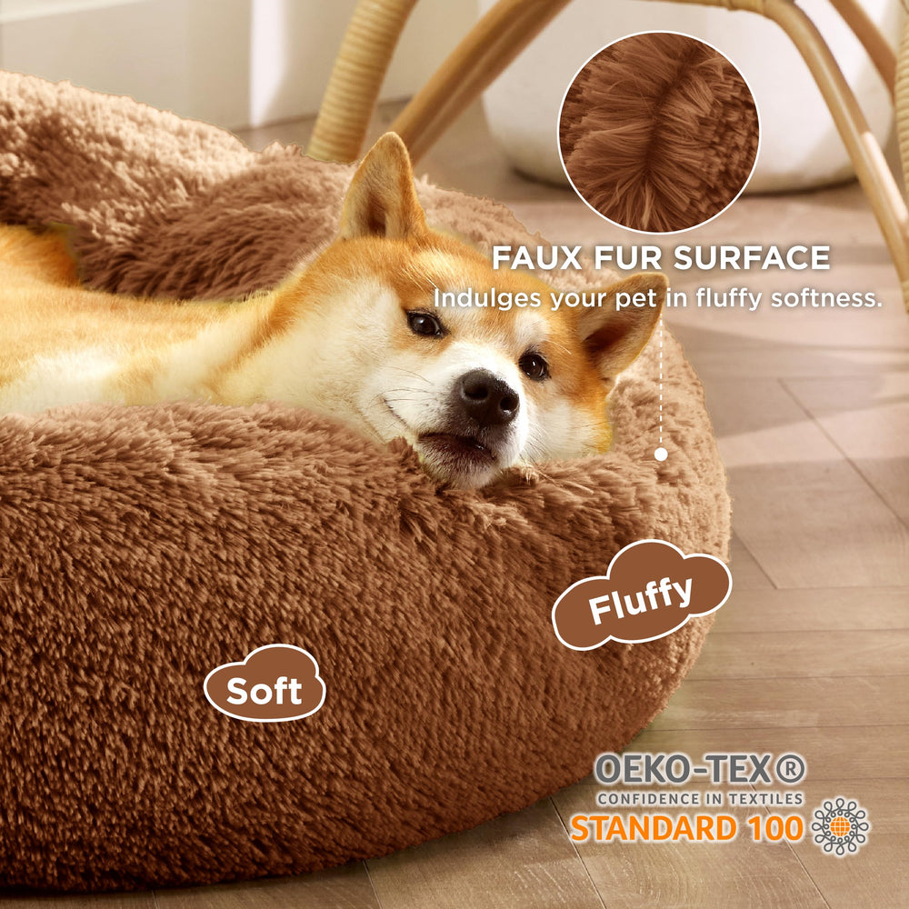 Bedsure raising edge nest for pet, raised edge supports head and neck.