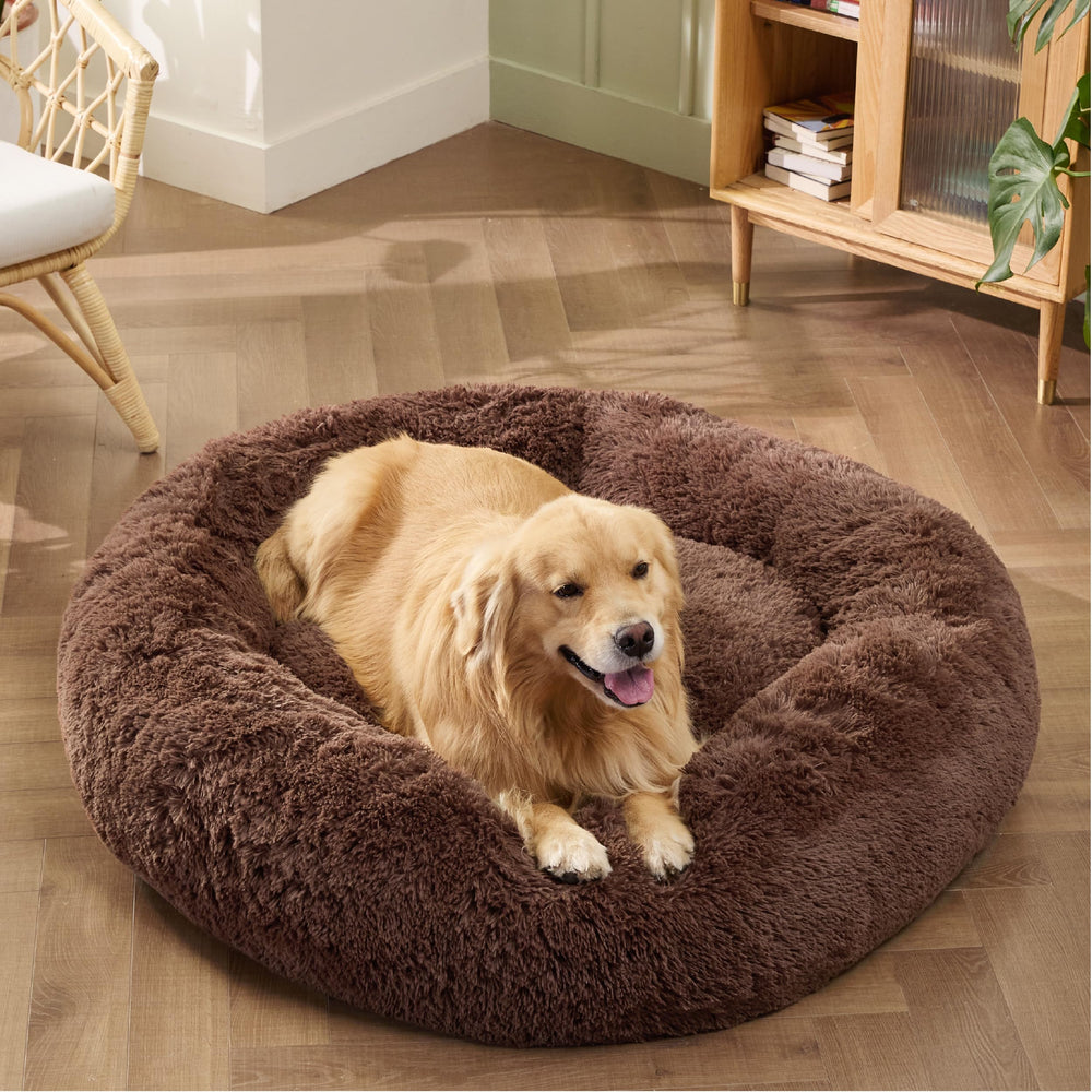 Bedsure Large bed with removable washable cover in coffee.