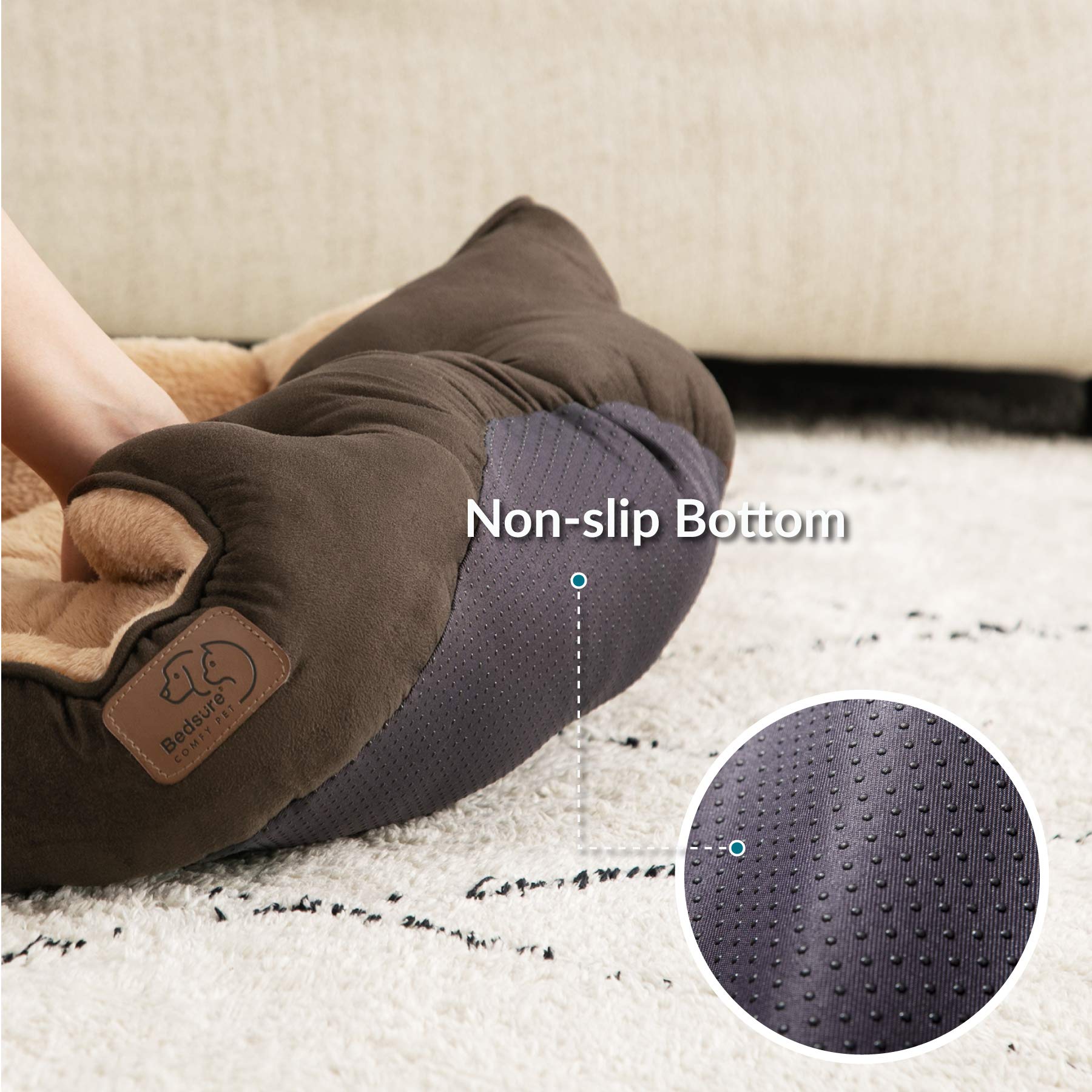 Bedsure round cat bed in brown with plush sherpa for cozy naps