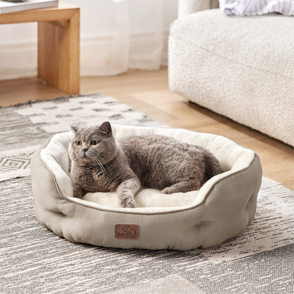 Bedsure round cat bed with sherpa surface for extra-soft lounging