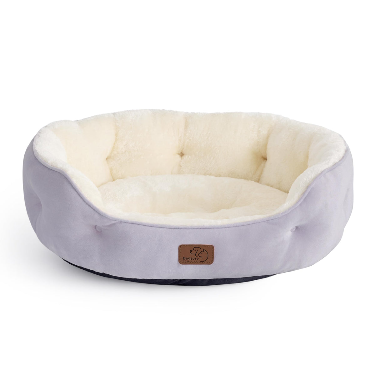 Bedsure round dog bed with plush sherpa provides cozy naps.