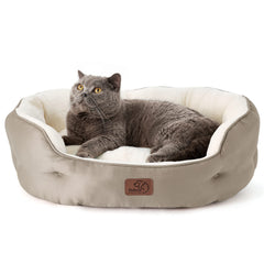 Bedsure round dog bed for small dogs in taupe, cozy and secure resting spot