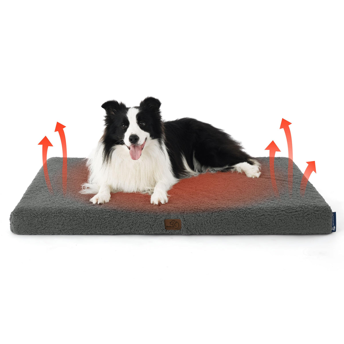 Bedsure self-warming dog bed large front view showing cozy insulation for winter warmth.