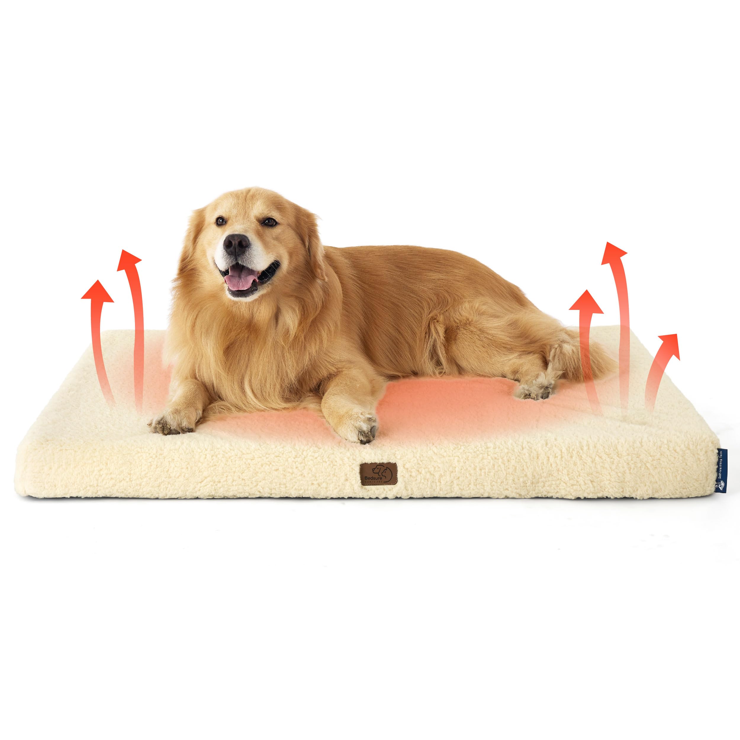 Bedsure self-warming dog bed large, top view, cozy warmth for winter naps