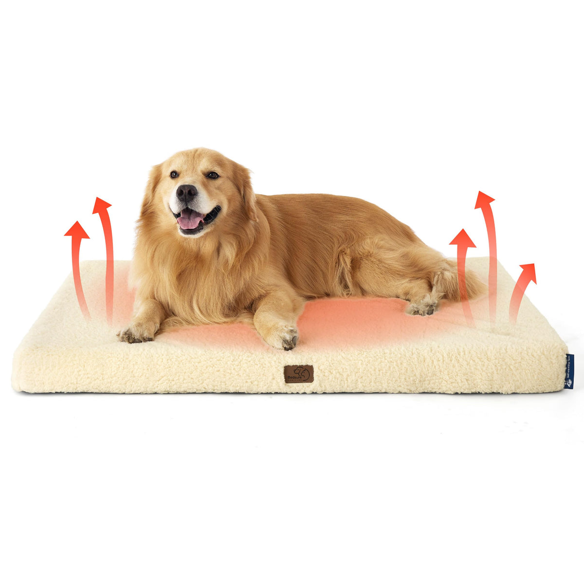 Bedsure self-warming dog bed large, top view, cozy warmth for winter naps