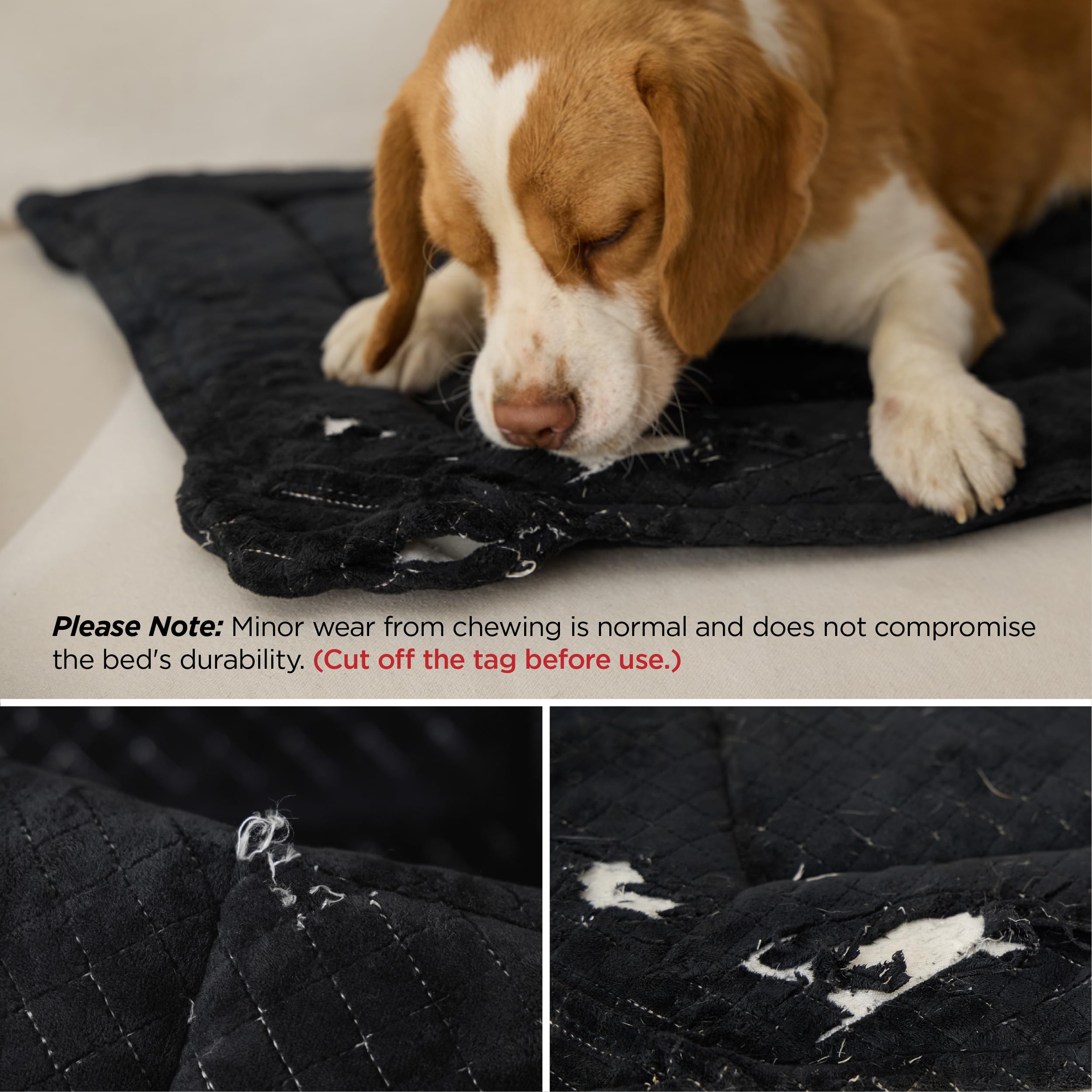 Bedsure soft velvet surface provides cozy comfort for resting pets.
