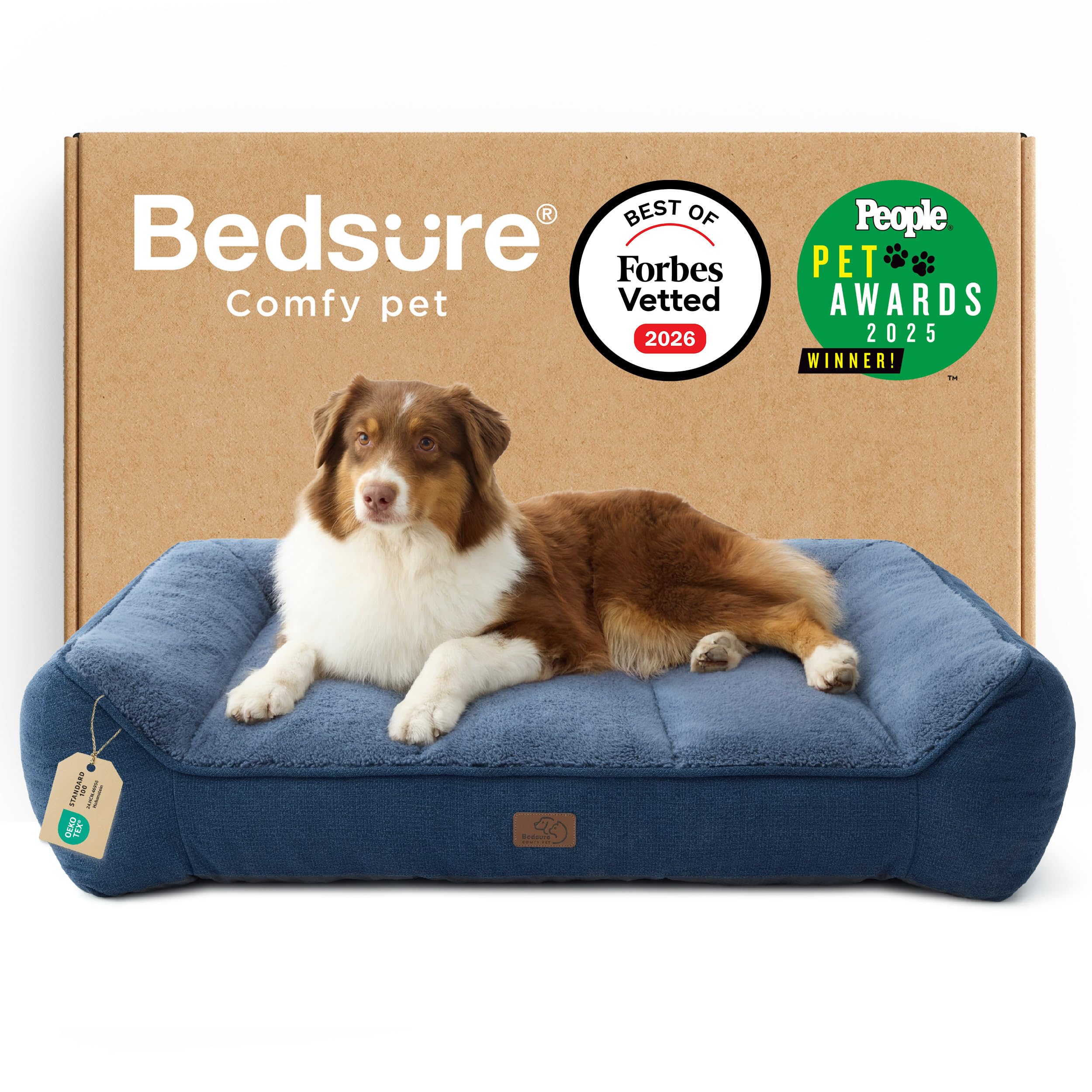 Bedsure SupportMax orthopedic dog bed left-side view with thick foam for joint support