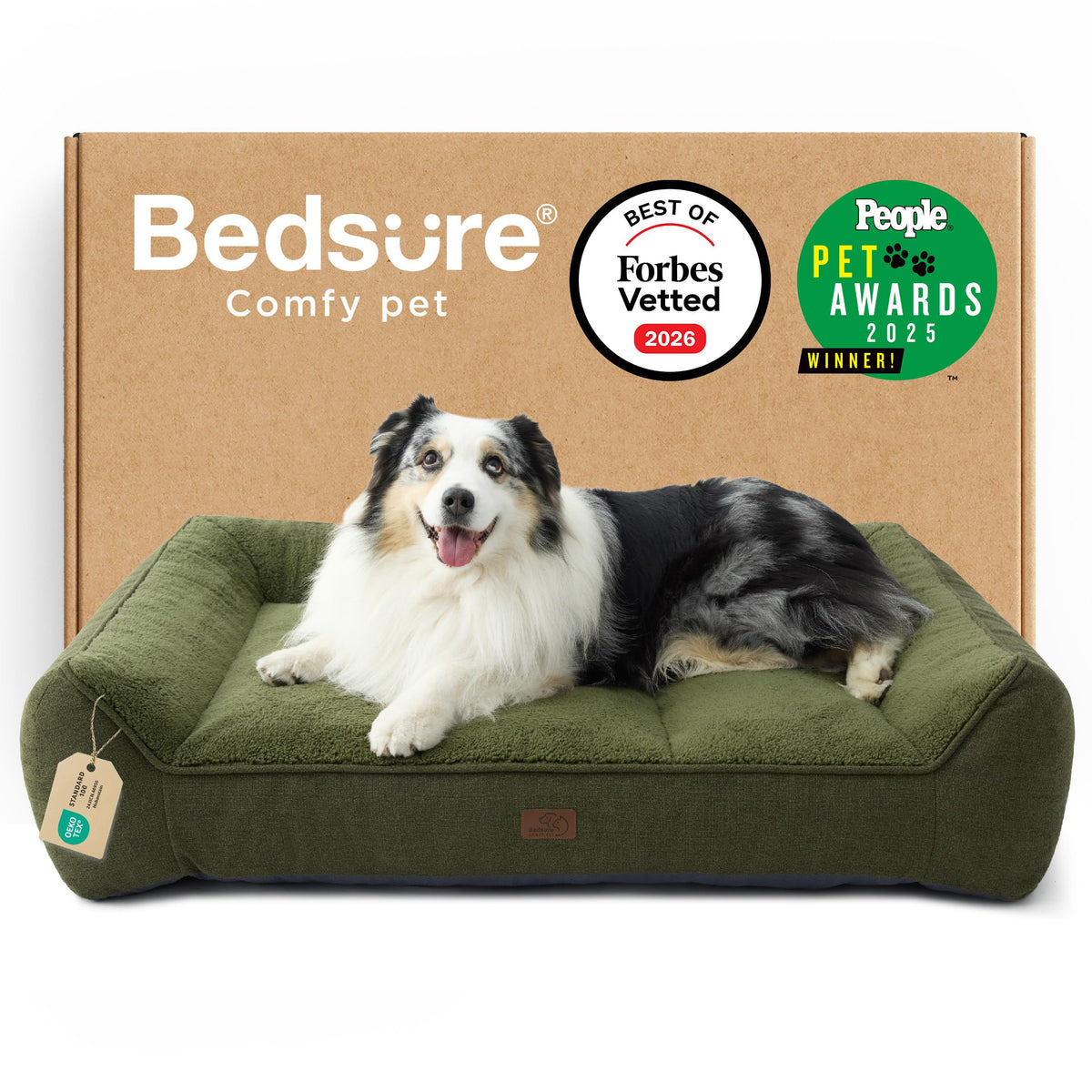 Bedsure SupportMax XL orthopedic dog bed cover close-up showing plush fabric, durable construction, and easy-care design