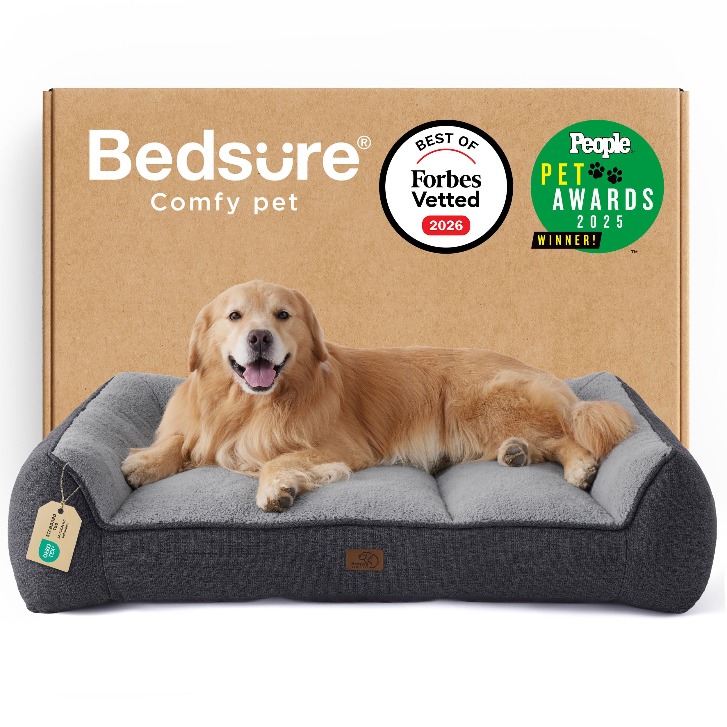 Bedsure SupportMax XL Plus orthopedic bed with waterproof cover, ideal for easy cleaning.