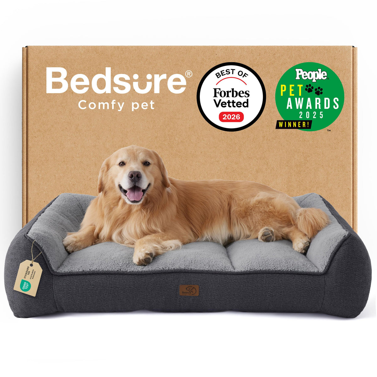 Bedsure SupportMax XL Plus orthopedic bed with waterproof cover, ideal for easy cleaning.