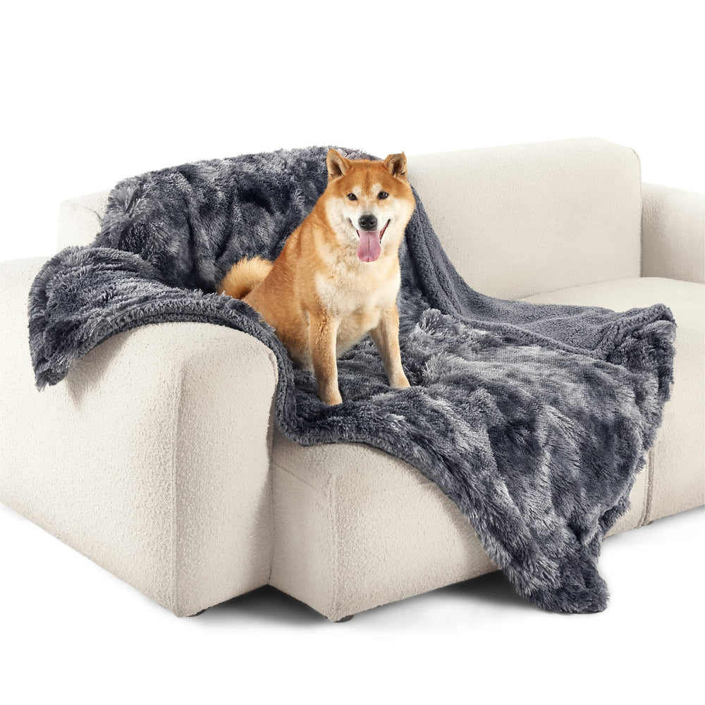 Bedsure tie-dye-grey dog blanket design adds indoor style and cozy coverage