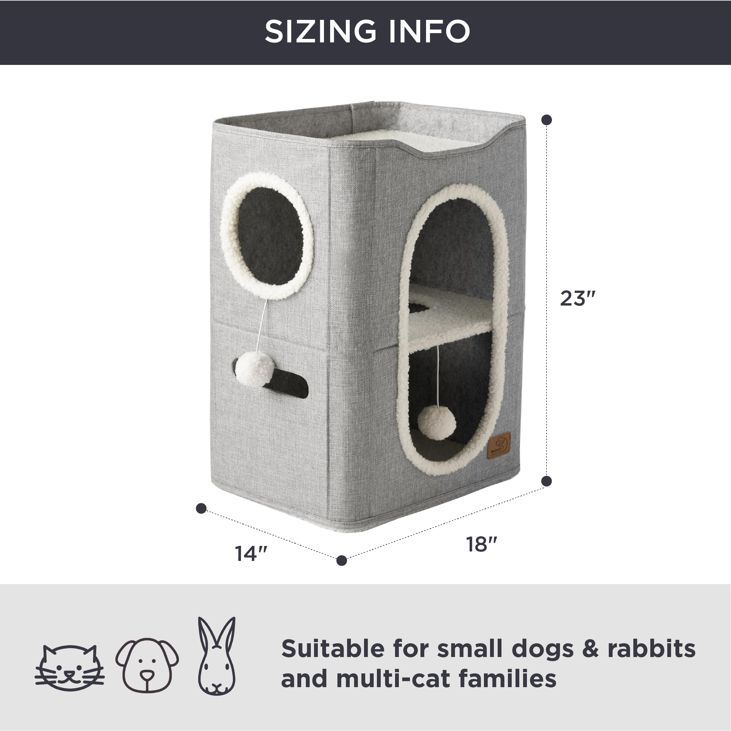 Bedsure Two-Story Cat House side view highlights simple assembly.