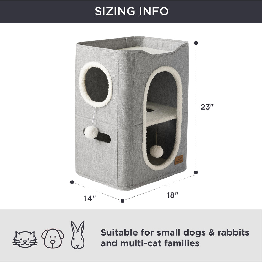 Bedsure Two-Story Cat House side view highlights simple assembly.