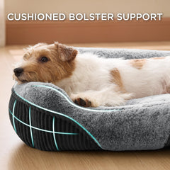Bedsure washable dog bed top view shows roomy 25x21 inches for small to medium dogs