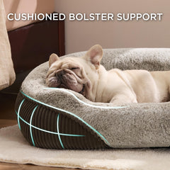 Bedsure rectangular dog bed silhouette on floor showing full-body support.