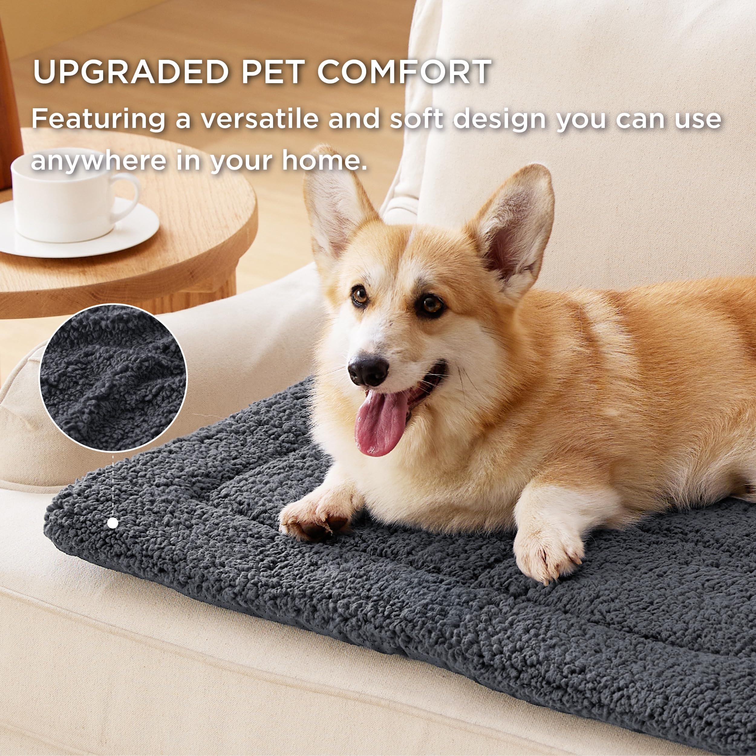 Bedsure washable dog crate bed inside crate providing snug comfort for small dogs