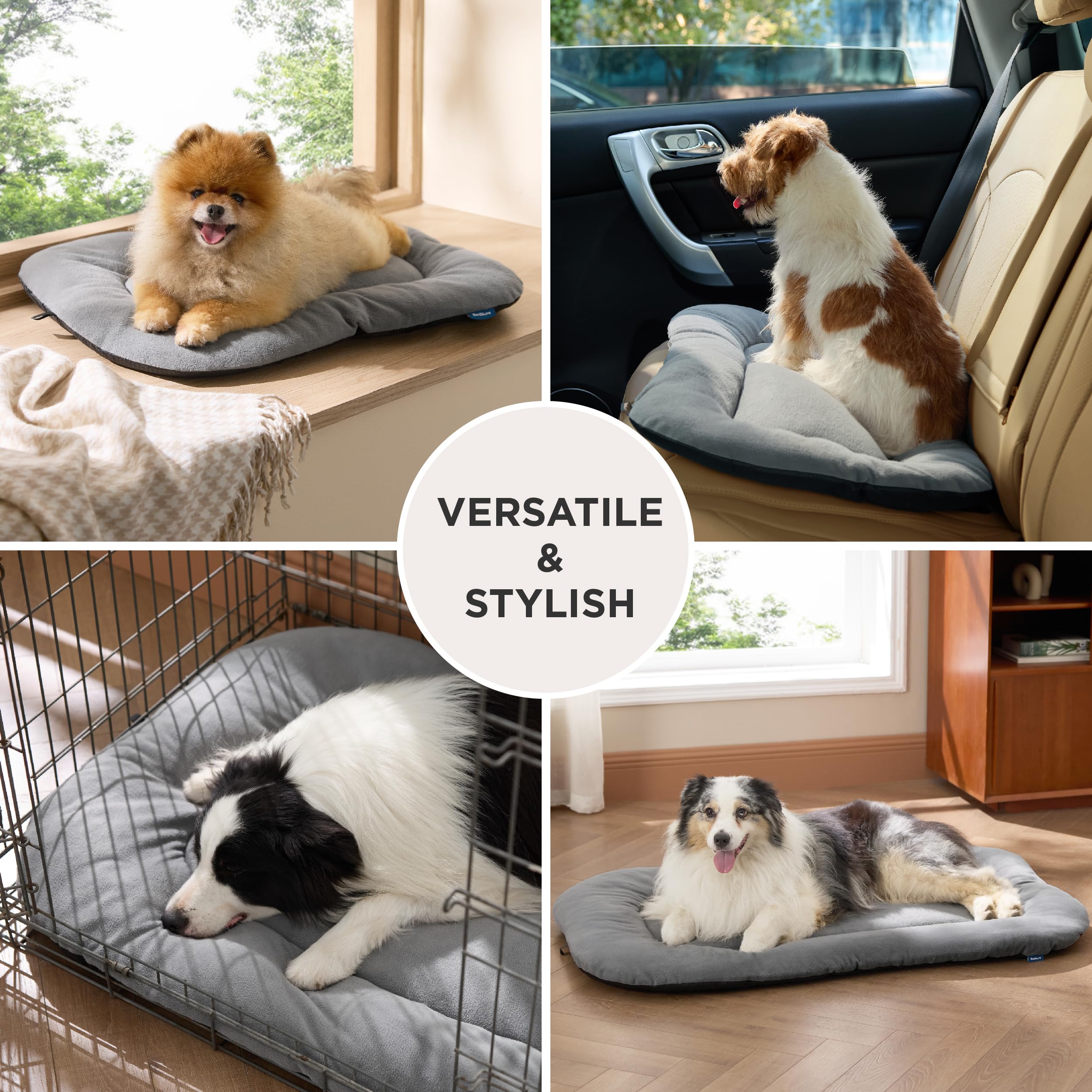 Bedsure five-size guide highlights crate pad options for large dogs