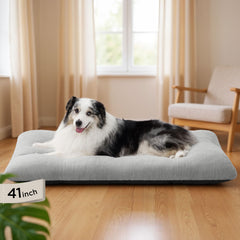 Bedsure washable XL dog bed in crate with secure, non-slip base.