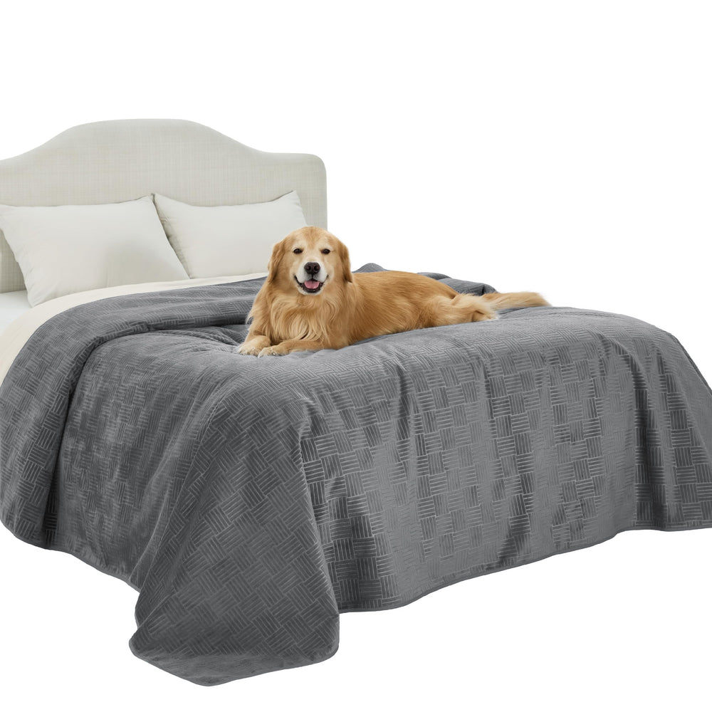 Bedsure waterproof bed cover on a king bed protects furniture from accidents.