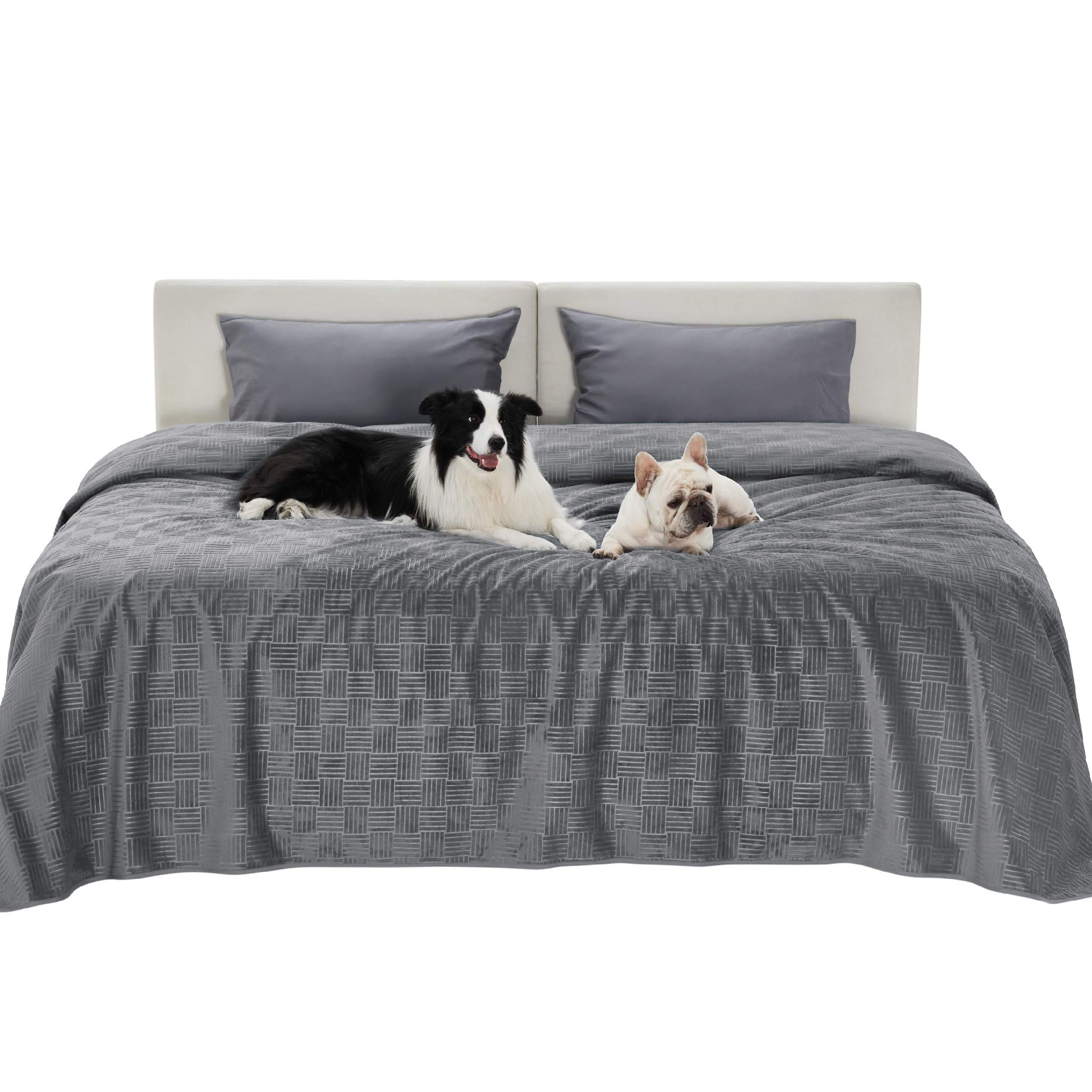 Bedsure waterproof bed cover on sofa protects from spills and mess.